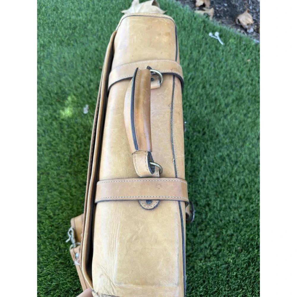 Vintage Korchmar Tan Leather Briefcase Double Buckle Business Work Bag